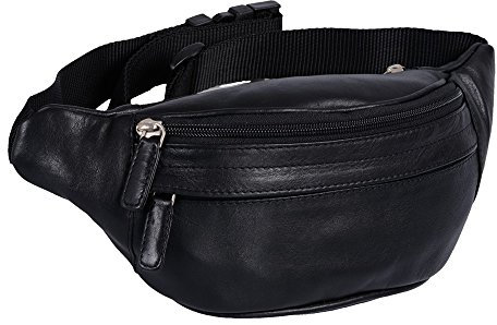 Leder Bauchtasche Hüfttasche (277B) Gürteltasche Lauftasche Handytasche Geldgürtel Neu Schwarz