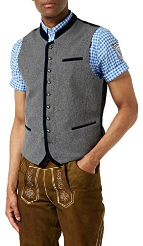 Stockerpoint Gilet Traditionnel Alonso pour Homme, Gris et Bleu Nuit, 54