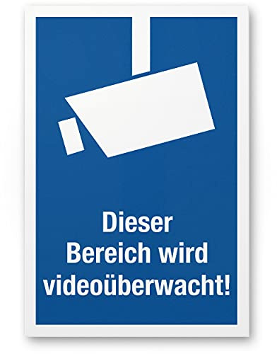 Komma Security Område videoövervakning av plast 20 x 30 cm – observera varning videoövervakning – anmärkning skylt videoövervakning – varningsskylt videoövervakning
