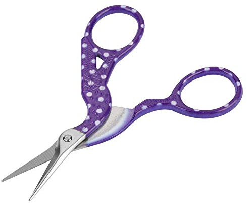 Stickschere, Bunte Mini Nähschere aus Karbonstahl, Vintage Antike Schere für Stickerei Handwerk Nadelarbeit Kunstarbeit Täglichen Gebrauch (Punkt Weiß / Violett)