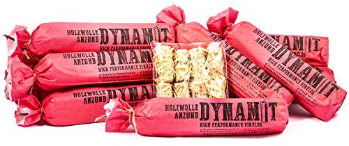 Lana di legno XXL accendifuoco effetto dinamite, 12 pezzi, durata ca. 1 h / pezzo, accendifuoco per camino e grill, accendifuoco per stufa, lana, aiuto accendifuoco, Firelog, veloce ed ecologico.