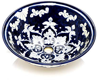 Cristal - Mexikanisches Waschbecken aus Keramik - Cerames | Waschschale 40,5 cm x 15 cm | Aufsatzwaschbecken aus Mexiko für Badezimmer, Gäste WC, Toiletten