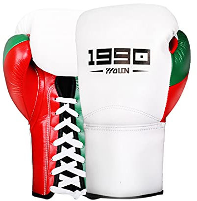 XJST Echtes Leder Kickboxing Bagwork Gel Sparring Trainingshandschuhe, Muay Thai Stil Stanztasche Mitts, Kampfhandschuhe Für Männer & Frauen,Weiß,12OZ