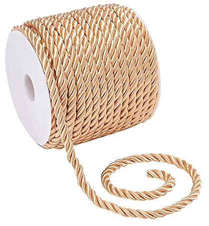 PandaHall 18m/19.6 Yard Twisted Kordelseil 5mm Goldrute Twisted Kordelbesatz Polyester Geflochtene Kordel Schnurkordel Für Ehrenkordel Vorhang Raffhalter Polster Geschenktüten Verschönern