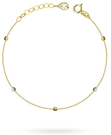 MARKO Armband aus Gold Armband mit Wulst und Zirkonia Gelbgold 14k 585 Armbänder für Damen Armkette Schmuck für Frauen