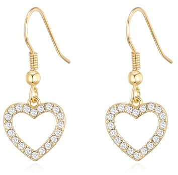 Philip Jones 18k Gold Plated Open Heart Drop Earrings Created with Zircondia® Crystals