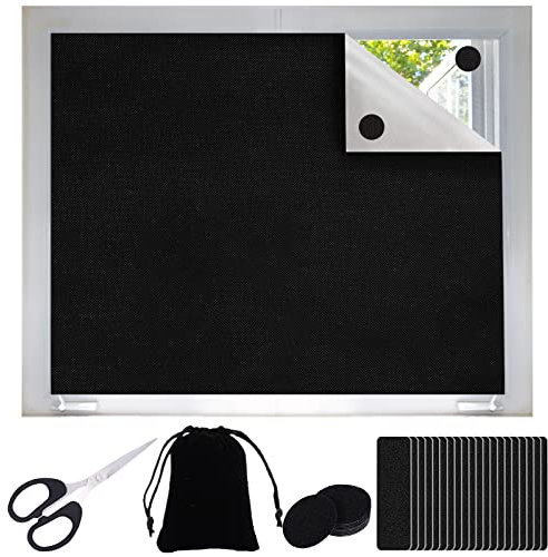 300x145cm Portable Blackout Blind, Blackout Curtain Adjustable Thermal Blackout Curtains for Bedroom Curtains and Draperies Lightweight,Sun Block with 40 self-adhesive fasteners