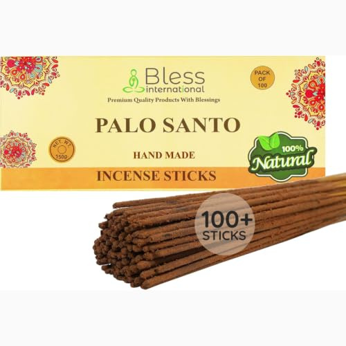 Bless-Palo-Santo Handmade-Hand-Dipped-Incense-Sticks Organic-Chemicals-Free for-Purification-Relaxation-Positivity-Yoga-Meditation The-Best-Woods-Scent (100 Sticks (150GM))