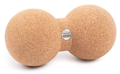 Kork Faszienball zur Selbstmassage von parallelen Muskelsträngen, Massageball mit zwei Bällen, Faszien-Duoball für Nacken und Rücken, mittlere Härte