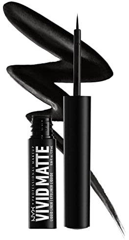 NYX Professional Make Up Vivid Matte Liquid Liner, Eyeliner mit präziser Spitze, Mattes Finish und hochpigmentierte Farbe, Schwarz, 1 Stück