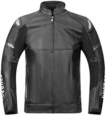 Hcclijo Echtleder Motorradjacke CE Zertifiziert Schutzausrüstung Rindsleder Mantel Herren Slim Biker Jacke Schwarz Grau XL