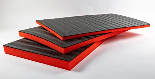 TYGR Multilayer Schaumstoff 1000x600x70 rot für Werkzeug, Kamera & Co. | Einfaches Bearbeiten | Werkzeugeinlage | Koffereinlage | Kaizen