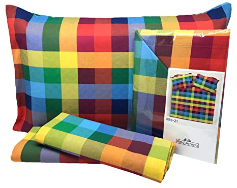 Riad Arredo Completo Letto Multicolore Moderno Ragazzi Bambini - Set Completo Lenzuola Multicolor Morbidissime (Matrimoniale)