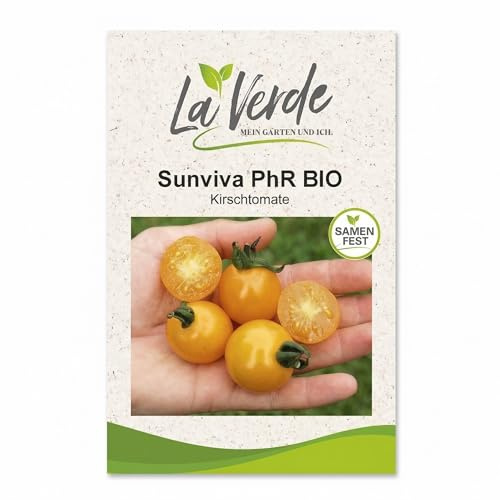 La Verde MEIN GARTEN UND ICH. Sunviva PhR BIO Tomatensamen für ca. 6 Pflanzen, aromatische Kirschtomate, krankheitsresistent, Saatgut ohne Gentechnik
