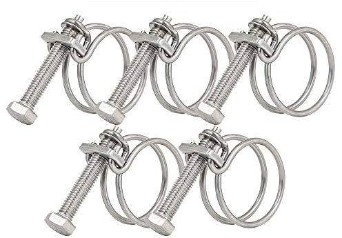 Lot de 5 colliers de serrage à double fil, réglables de 28 à 32 mm en acier inoxydable, 11 tailles en option