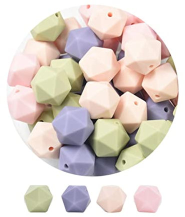 15 PCS MIX 4 Farben 14 MM Ikosaeder-Perlen BPA-frei Halskette-D