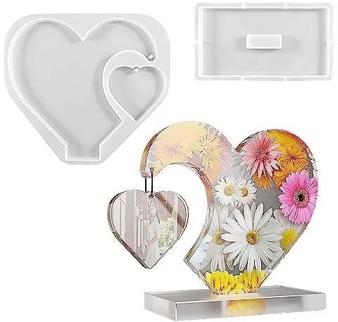 2pcs Resin Silikonform Herz Groß, Epoxidharz Formen Herz Groß Epoxidharz Form Herz Silikonform Gießform Gießform Resin Epoxidharz Herzform Silikonformen Epoxidharz Silikonform Mould