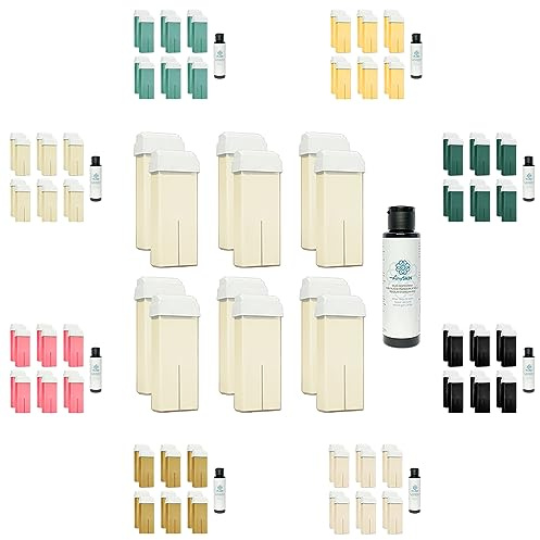 100 ml fettlösligt hårborttagningsvax - påfyllning för manipolering för rulle vaxvaxning hårborttagning 12 stycken - Mjölk + hyllning olja efter vax Anyskin® 100 ml