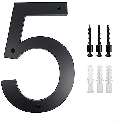 Numeri civici, da parete, 25,4 cm, galleggianti, eleganti numeri in metallo, grandi numeri per indirizzi e segnaletica stradale per la casa - 5