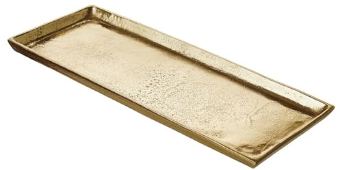BUTLERS Dekotablett Aluminium - Banquet - | Farbe Gold - 35x14x2 cm - Serviertablett für Stumpenkerzen & Vasen - Kerzentablett für Schlüssel & Schmuck