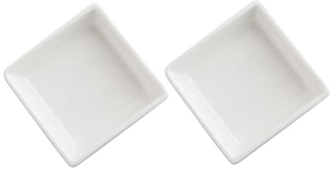 ABOOFAN 2St Snack-Platte Portionsbecher Gewürzgerichte Kuchenform Gewürzteller für die Küche Saucenbehälter Mini Sojasauce Ketchup Puddingschüssel Soße Keramik Weiß