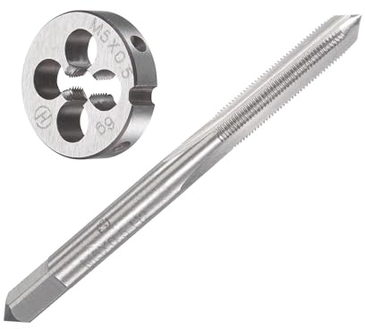 Unifizz M5 x 0,5 mm Set di maschi e matrici metrici, filettatura macchina con filiera rotonda, kit di rubinetto e matrice per riparazione di dadi e bulloni