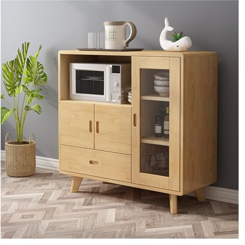 DIANXI Buffetschrank Buffet-Sideboard-Schrank, Barschrank, Aufbewahrungsschrank mit Türen und Massivholzbeinen for Wohnzimmer, Eingangsbereich Besteckschrank (Color : A)