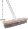 Wire Scrub Weed Brush with Long Handle for Deck, Concrete, Patio Floor Cleaning, Heavy Duty Stiff Metal Bristle Scrubber Broom for Garden Outdoor Moss Algae,Removal