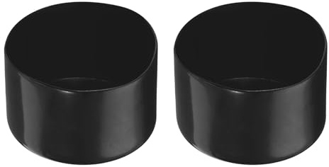 Rebower 2 Stück PVC Endkappen, 90mm ID Abdeckkappen, Rund PVC Stopfen, Schutzkappen für Schrauben, Gewindebolzen, Möbelfüße, Zaunpfosten, Drahtseile, Rohr, Schwarz