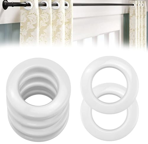 QUCUMER 20 Stücke Gardinenösenringe 40mm Gardinen Ösen Vorhang-Ringe Kunststoff Gardinenösen Weiß Stoffoesen Kunststoffösen Schlagösen Ösen Scheiben Vorhangösen für Vorhänge Gardinen Duschvorhänge