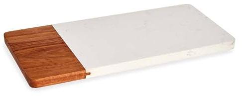 Tabla cortar madera y marmol blanco 30cm colección KINVARA