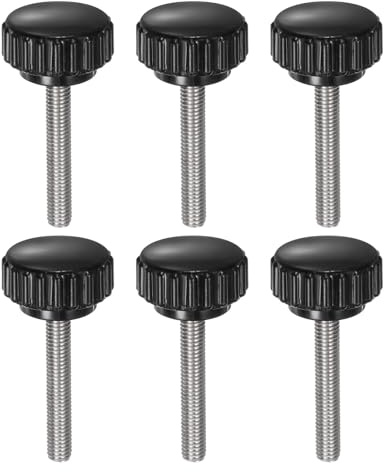 QUARKZMAN 6 Stück Rändelschraube mit Gewinde M5 x 30mm x 22mm Rundkopfschraube Edelstahl 304 Rundgriffbolzen Klemmknöpfe 22mm Handknöpfe Daumenschrauben Spannschraube für Industrie Maschine