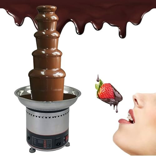 KHZKHC Fuente De Fondue De Chocolate, Máquina Eléctrica De Derretir Chocolate De 5 Pisos, Fuente De Fiesta De Acero Inoxidable, Olla De Fuente De Chocolate Caliente para Queso Nacho