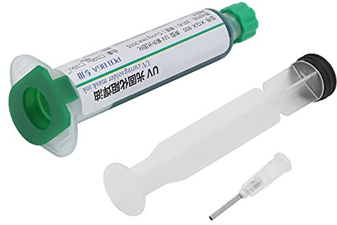 Haosie Tinta de Máscara de Soldadura PCB, Tinta de Resistencia de Soldadura UV de Curado Rápido, Tinta Pasta de Soldadura Verde con Aguja de Empuje para Soldadura de PCB