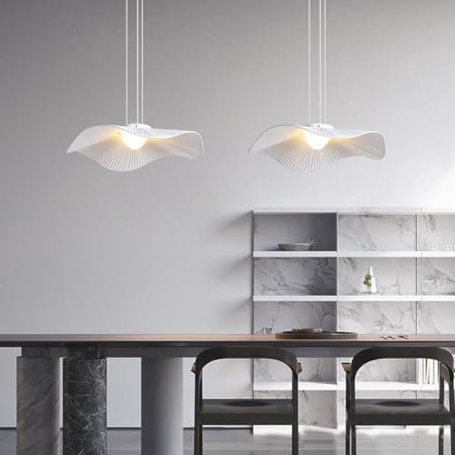 DOCJX Moderne LED Hängeleuchten Metall Dimmbar Stoff-Kronleuchter Lampenschirm Lotus-Design Hängelampe Höhenverstellbar Pendelleuchten 3000K-6000K Deckenleuchte Wohnzimmer Schlafzimmer Lampen Küche(43