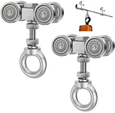 4 Wheel Trolley for Unistrut 1-5/8 W or Taller Strut Channel with M10 Bolt & Lifting Eye Nuts-2Pcs