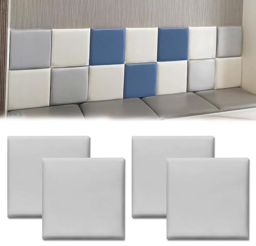 OUGPIU 3D anti-kollision väggpaneler, väggkudde vaddering, barn sensoriska stoppade väggpaneler, säng sänggavel barnklistermärken paneler, 3D PU texturerad vägg vadderad (B)