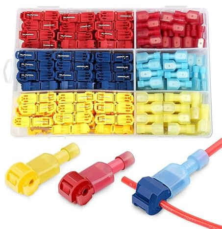T-Tap Steckverbinder Set 240 Stück – Stromdieb Kabelverbinder für Kfz, Motorrad & Boot – 12V/24V Schnellanschluss Flachstecker Sortiment (Rot/Blau/Gelb)