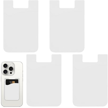 Klibbig telefonplånbok, 4 x silikonbaksida på telefonplånboken självhäftande – avtagbara smartphone-fodral, klibbig ficka, ID-fodral för studenter