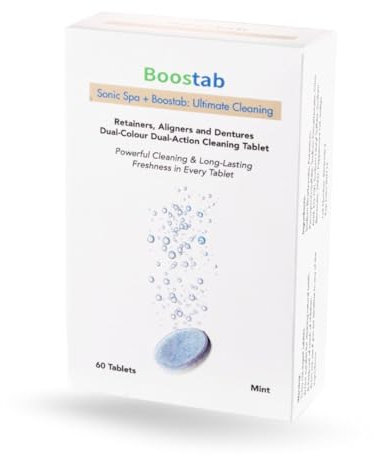 Boostab Retainer Cleaning Tablets – 60 Tablets 2 Months Supply - Sonic Spa Dual Action Dental Cleaning Tablets – Powerful Cleaning & Mint Freshness