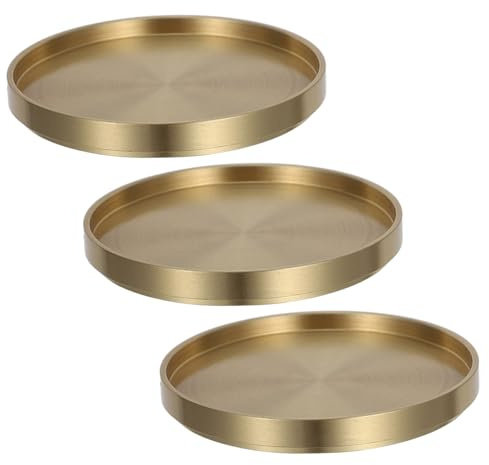 ERINGOGO Posavasos de Latón Dorado 6,6 Cm Resistentes al Calor para Té y Café, Soporte Metálico Decorativo para Mesa de Cocina y Escritorio, Set de 3 Unidades, Uso Doméstico y Oficina