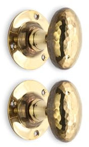 Infinity Decor Türknauf-Set, gehämmert, oval, antikes Messing, 58 mm, viktorianischer Knauf, ideal für Innen- und Außentüren