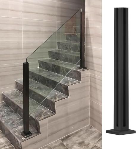 Poteau de Balustrade en Verre, Poteau d'extrémité, de Milieu ou d'angle, Panneaux de Garde-Corps en Verre Noir, Poteau de Support pour Balcon, terrasse, escaliers, poteaux de Balustrade en Acier INOX