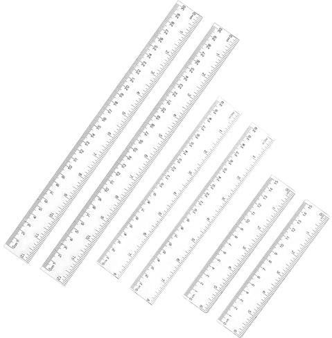 6 Puñados Regla de Plástico, Reglas de Plástico Rectas Transparente 15cm 20cm 30cm Flexibles de Precisión Cuenta con Doble Graduación Borde Antimanchas Inastillable para Escuela Oficina Hogar