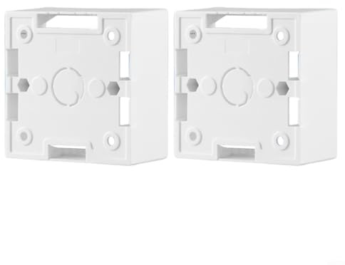 2 Stück PVC-Ethernet-Aufputz-Einbaudose für Wandplatte, Einzel-Gang-Netzwerkdosengehäuse, 86 x 86 x 40 mm (Weiß, 2 Stück)