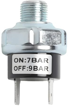 LKRXW Druckschalter für Kompressor 7-9 Bar Luftpumpe Schalter 1/4-19 BSPT Luftkompressor Steuerschalter Automatische Druckregelventil für Kompressoren DC 12V 24V AC 110V 220V