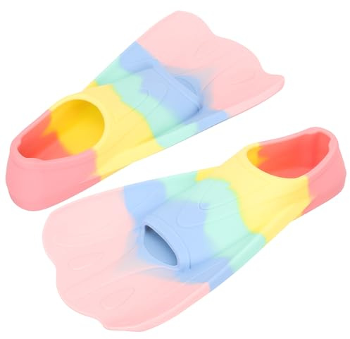 Hohopeti Silicone Swim Flippers Flexible Lightweight Diving Fins for Training Pool and Sea Swimming Comfortable Short Fins for Boys Beginners