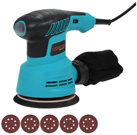 Levigatrice Orbitale 300W 13000 Giri/min Elettrica Con Velocità Variabile Palmare Carta Vetrata E Sacchetto For La Polvere Levigatura Fine(Blue)