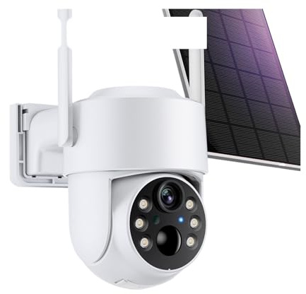 GUYSGNX Security Cameras, HD 8MP Wireless Solar Camera Outdoor PTZ IP Built-in Battery Video Surveillance Long Time Standby for Outdoor Use(Camera Add 64G Card)