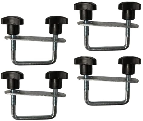 JicSuXi 4 Teiliges Dachbox Montageset Bügel Klemme, Dachbox Halterung, U Halterung, Metall, Schwarz, Nylon Befestigungsmaterial, für Und Transporter, Gepäckträger-Zubehör, 9 cm